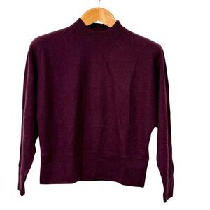 Whistles Womens Cashmere Burgundy Purple Plum Mock Neck Sweater XS Luxury NWT